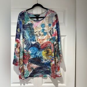 Ali Miles Multicolor Abstract Blouse